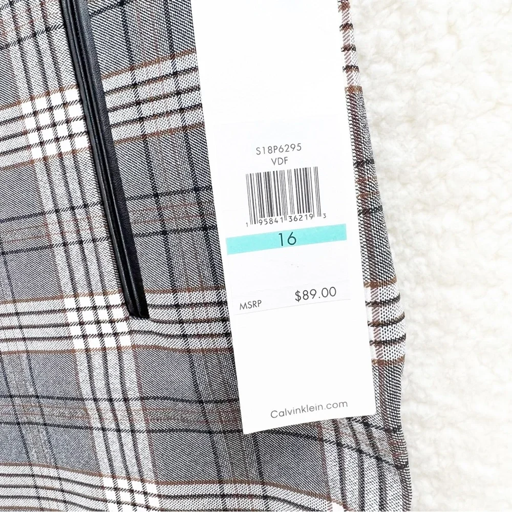 Calvin Klein Suit Plaid Stretch Pull On Women’s Pants Sz:16 NWT
